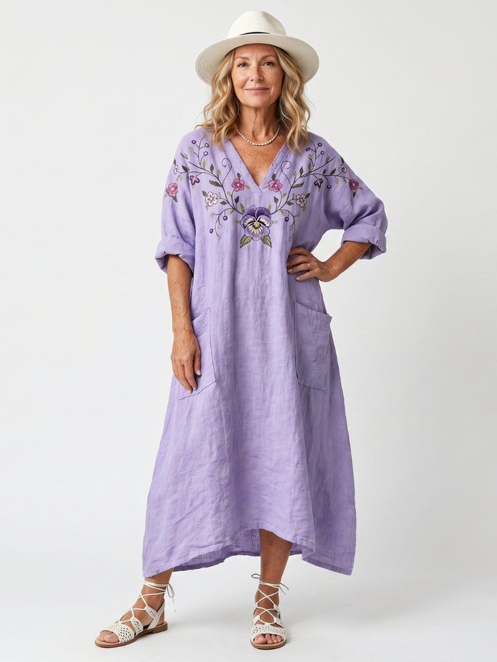 Margherita | Abito Maxi Scollo a V con Tasche