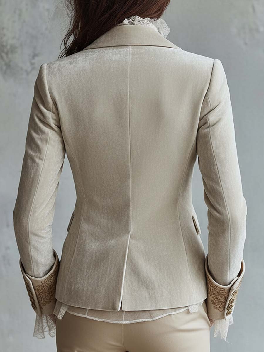 Jenna - Blazer Su Misura Ricamato Color Avorio per Donne