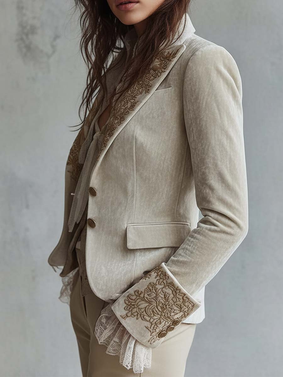 Jenna - Blazer Su Misura Ricamato Color Avorio per Donne