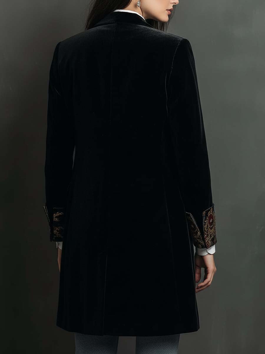 Alana - Blazer Slim Fit Nero con Stampa Barocca per Donna