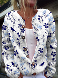 Vynora™ | Cardigan in Maglia con Stampa Floreale Vintage e Bottoni