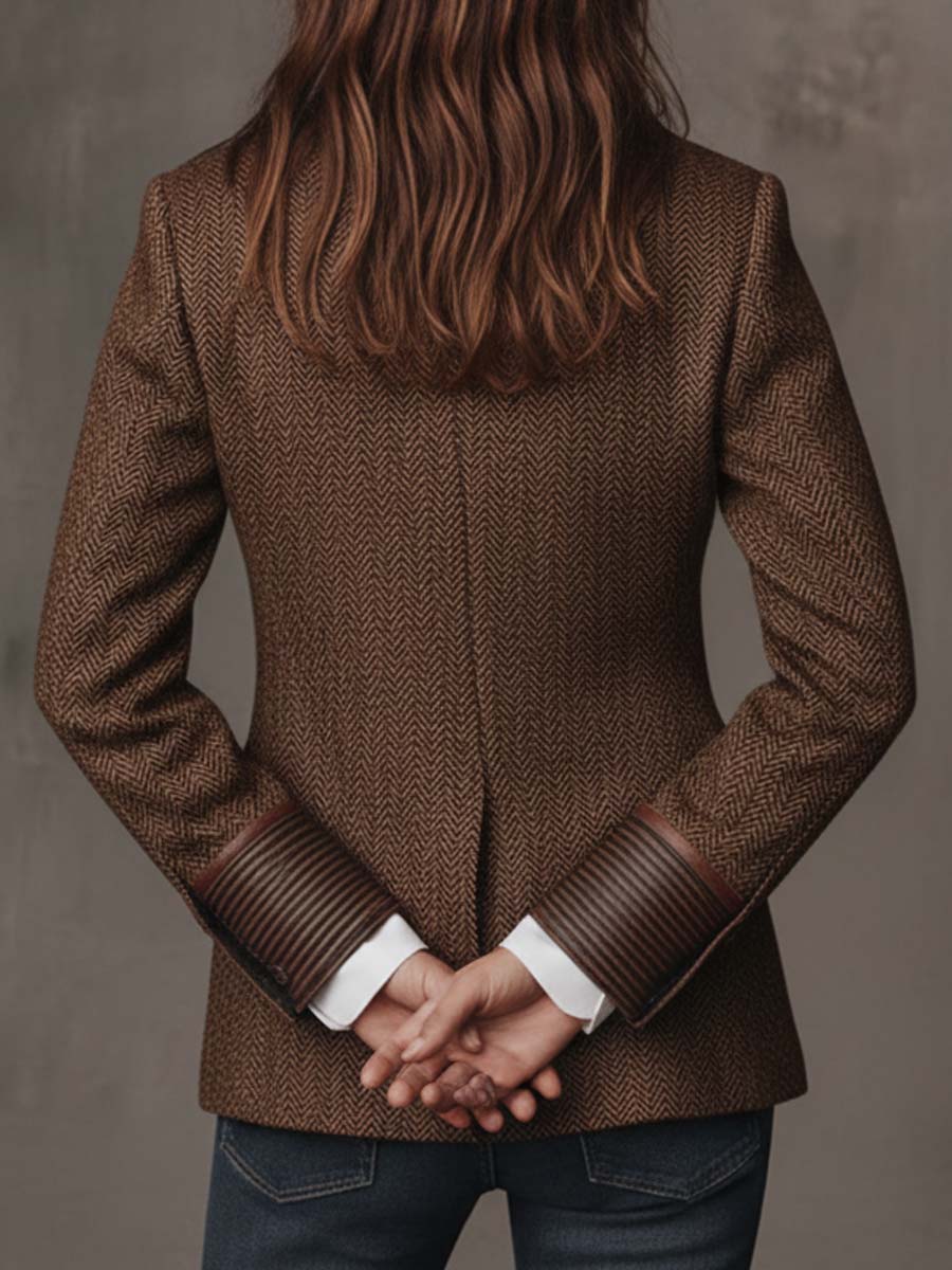 Alessia - Blazer da Donna con Pannello Stampato a Spina di Pesce