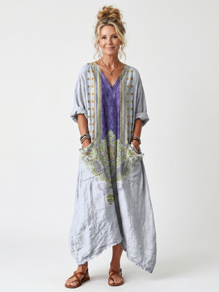 Margherita | Abito Maxi Scollo a V con Tasche