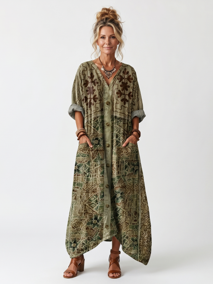 Margherita | Abito Maxi Scollo a V con Tasche
