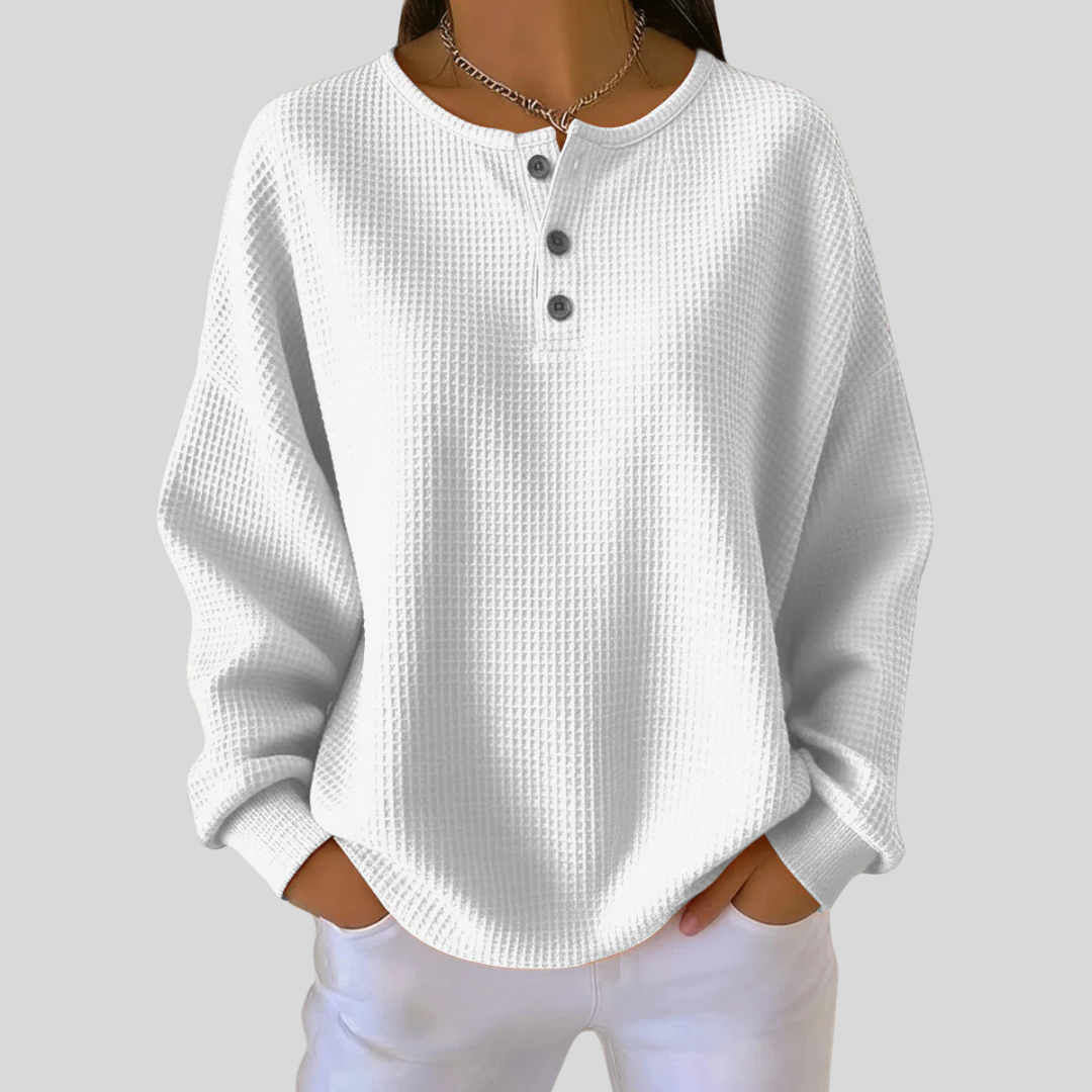 Romy | Top Henley in Maglia Waffle Relaxed