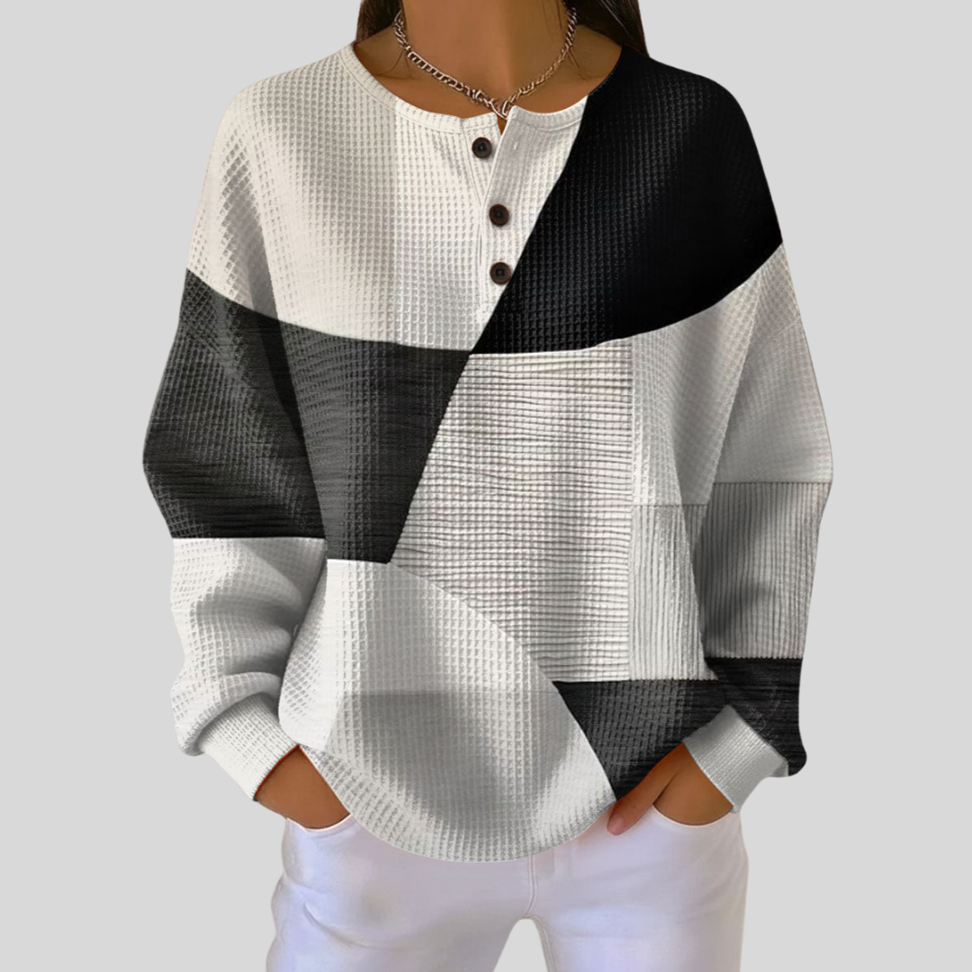 Sondra | Felpa Henley Colorblock Testurizzata