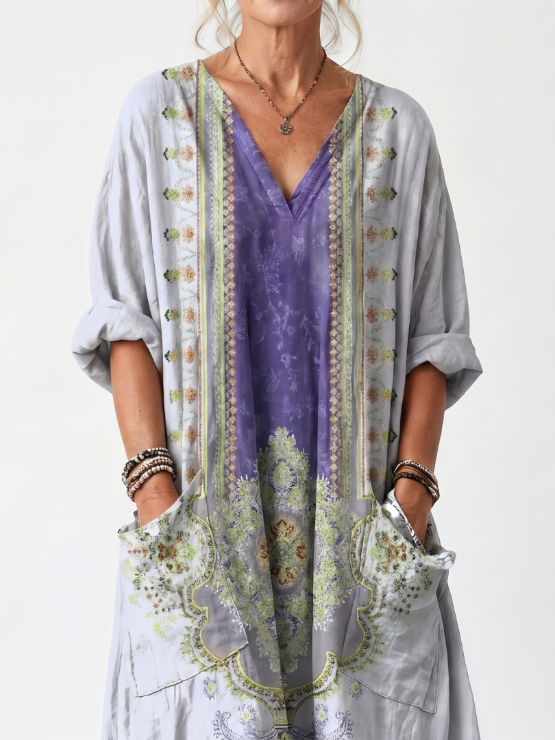 Margherita | Abito Maxi Scollo a V con Tasche