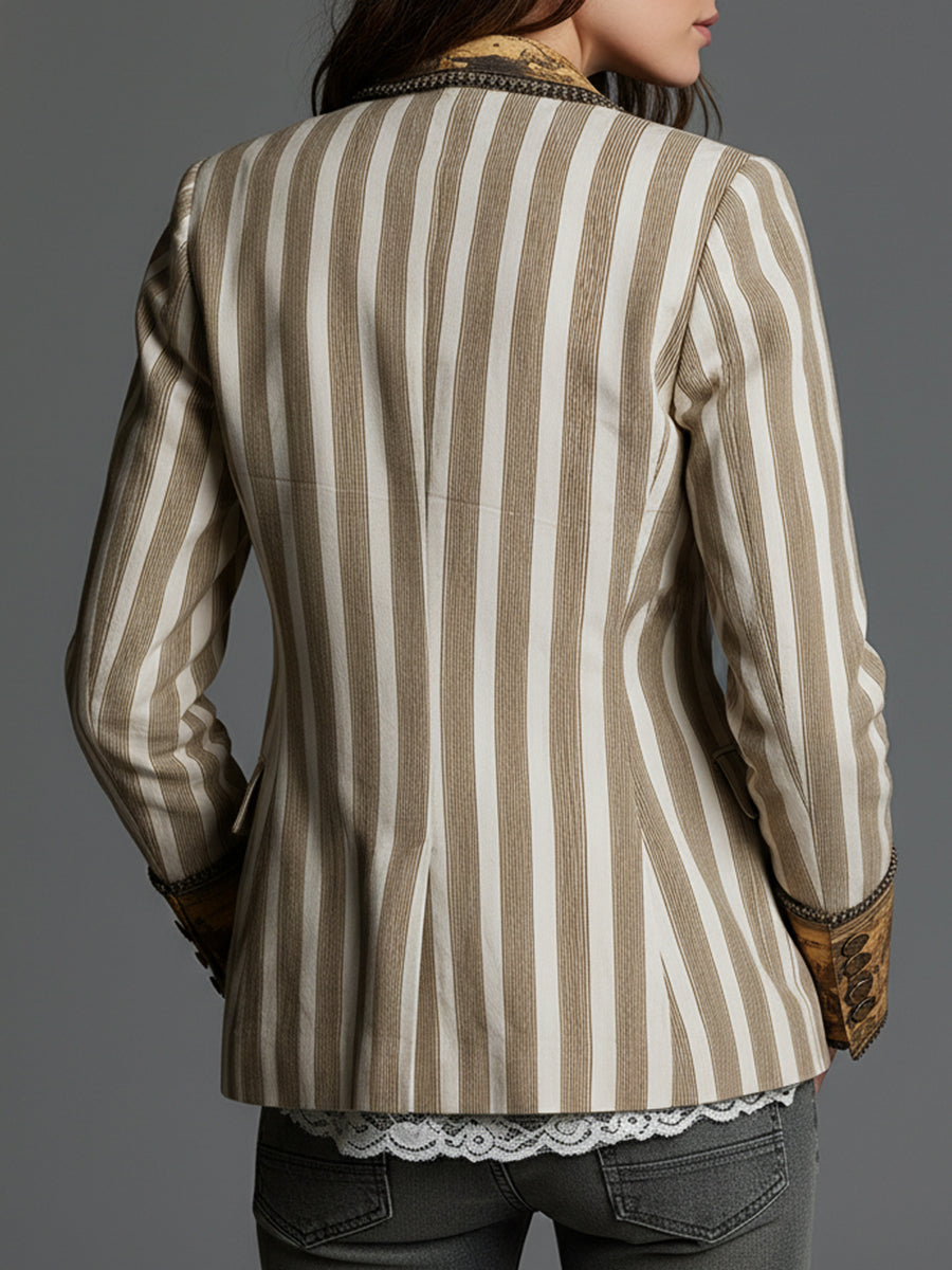 Wendy - Blazer in Stile Boho a Righe Stampato per Donne