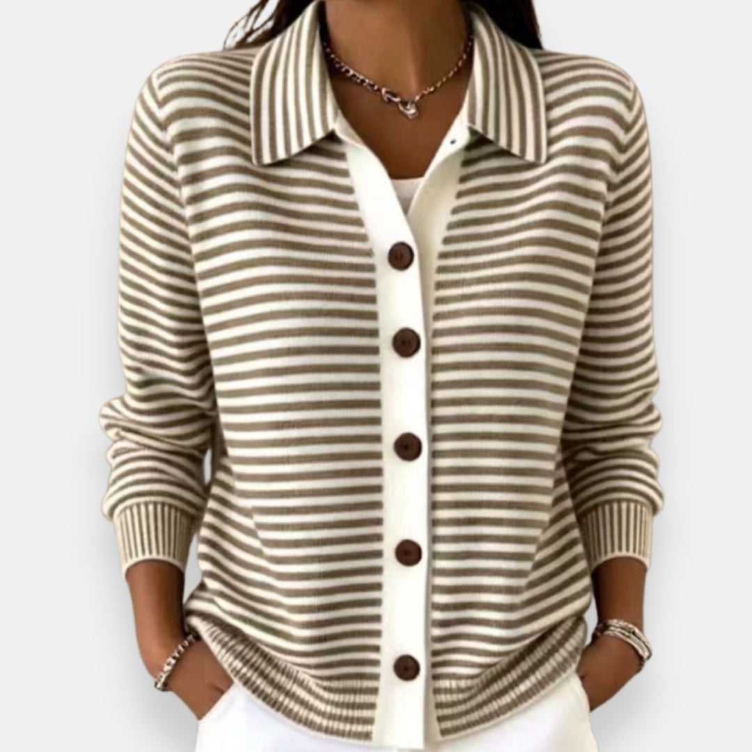 Nola™ | Cardigan con Bottoni a Righe