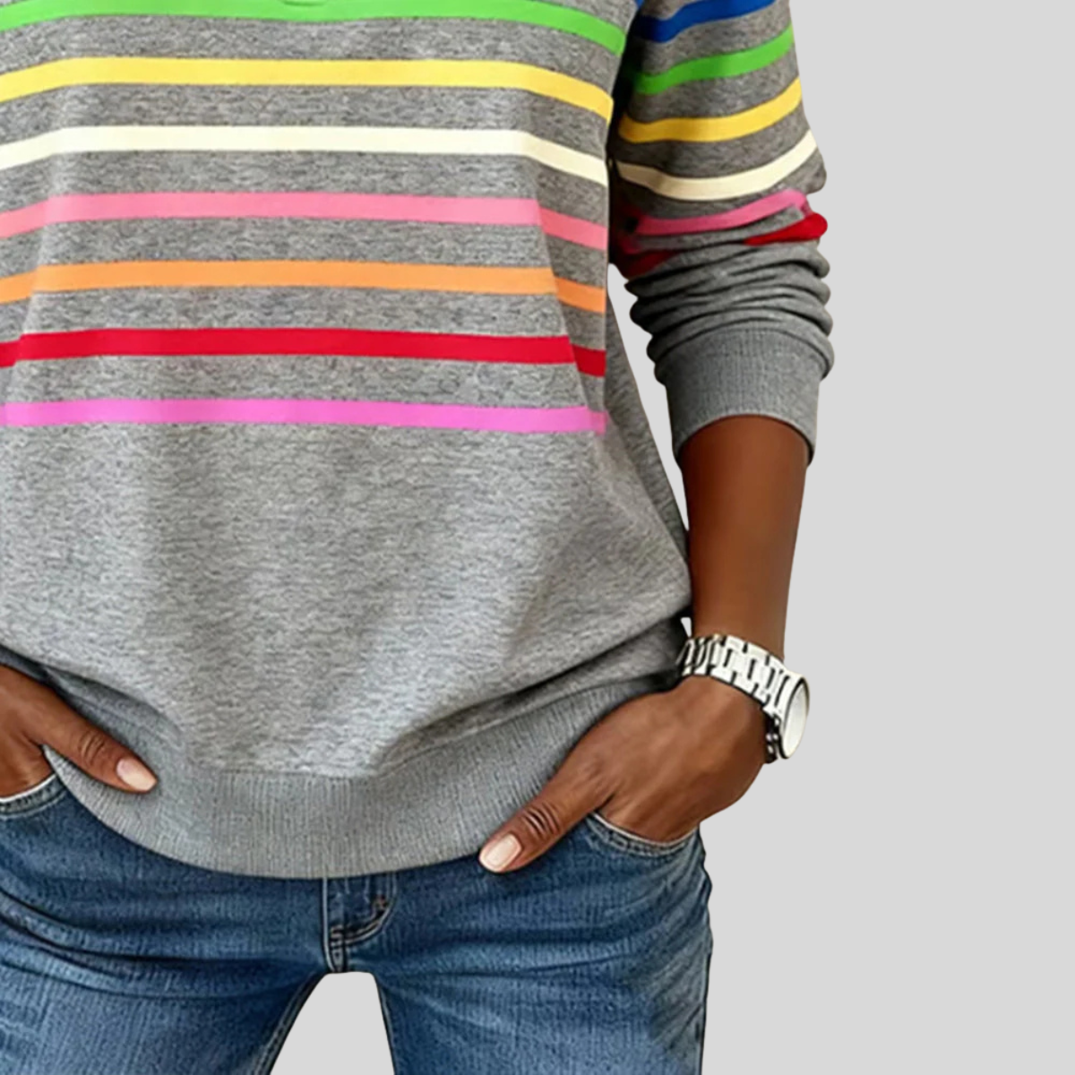 Corabelle | Felpa a Mezza Zip a Righe