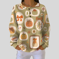 Della | Felpa con Collo a Bottone Charm Autunnale