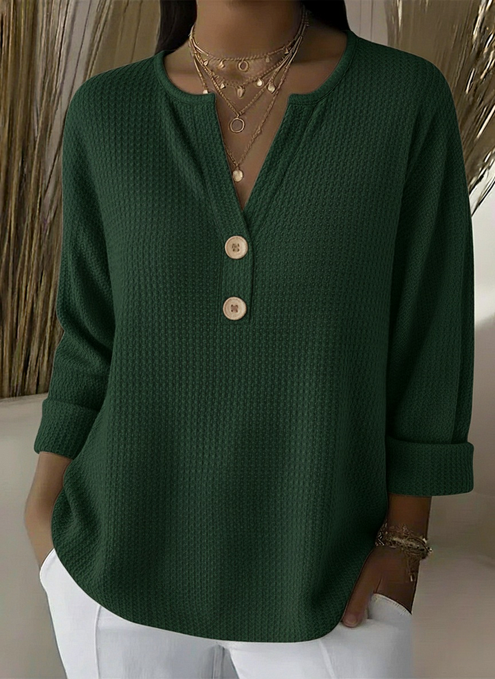 Elena | Maglietta Henley a Righe con Bottoni