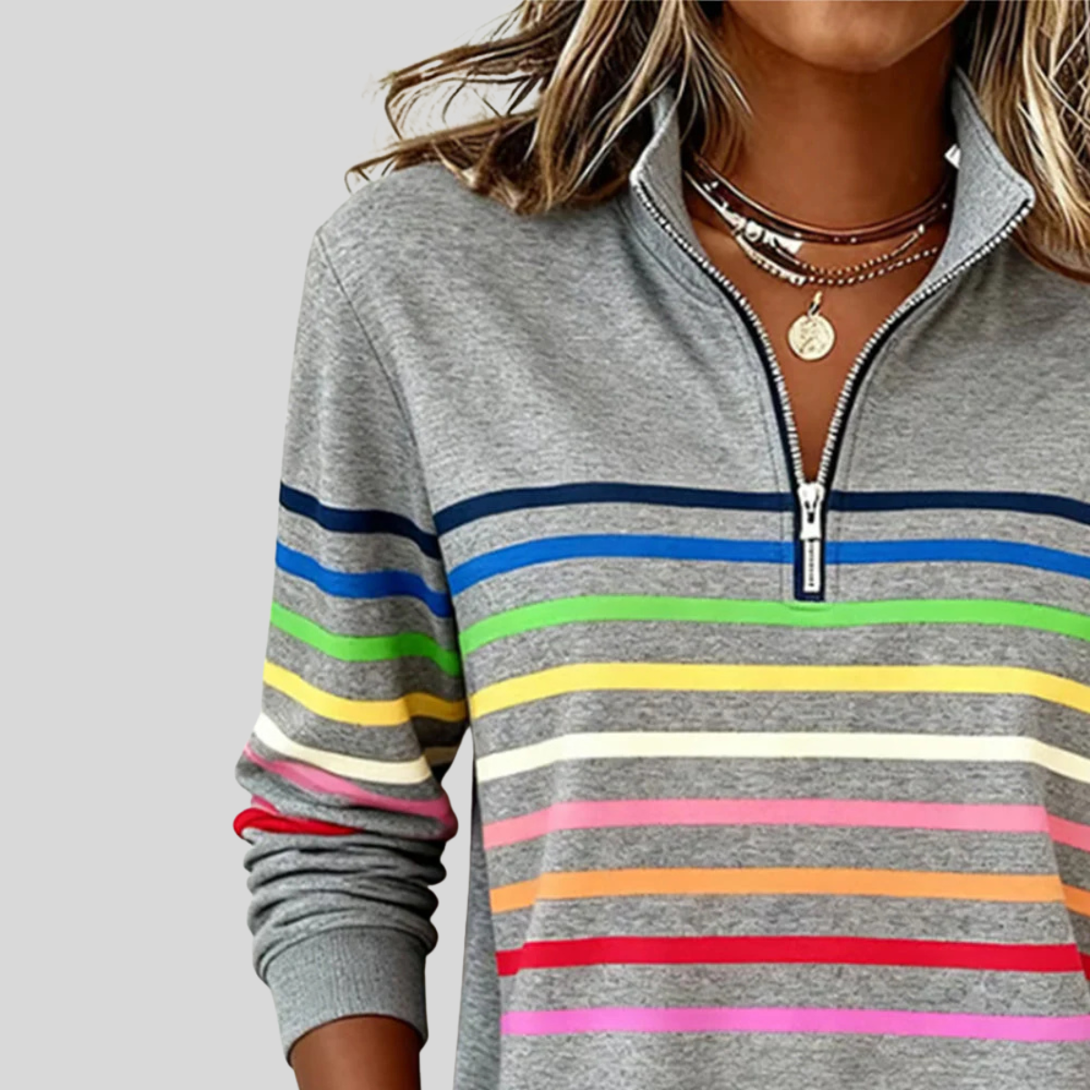 Corabelle | Felpa a Mezza Zip a Righe