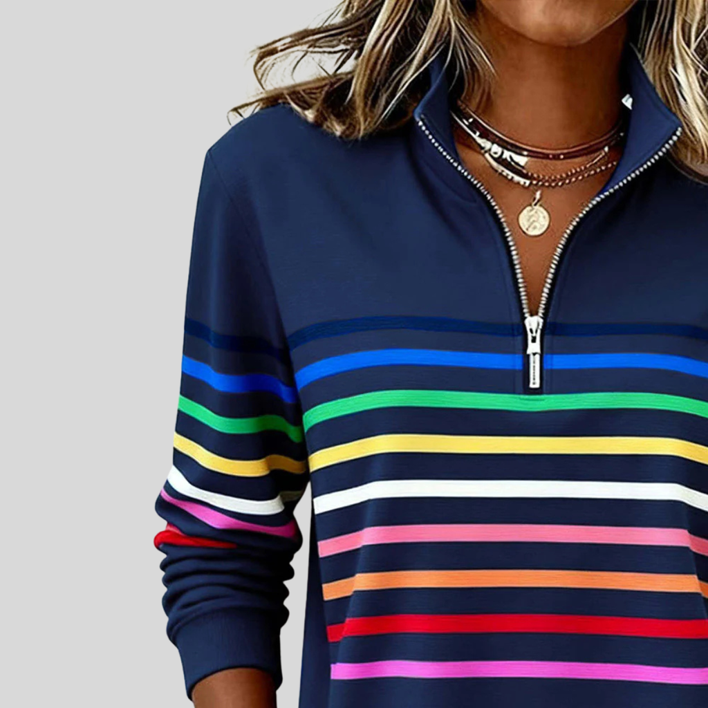 Corabelle | Felpa a Mezza Zip a Righe