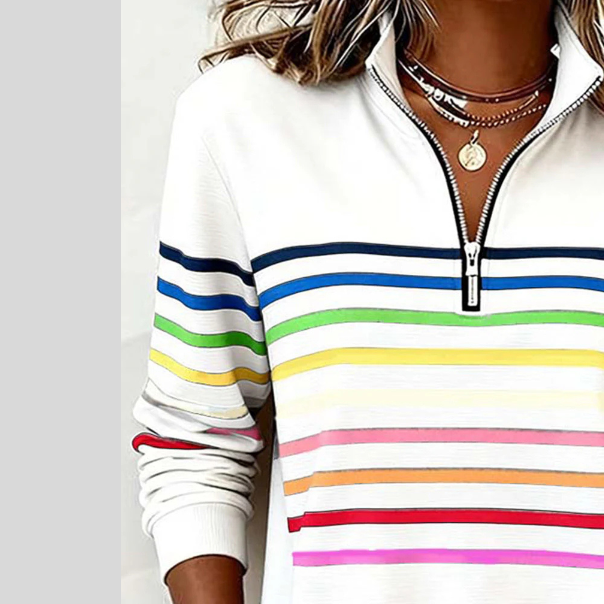 Corabelle | Felpa a Mezza Zip a Righe