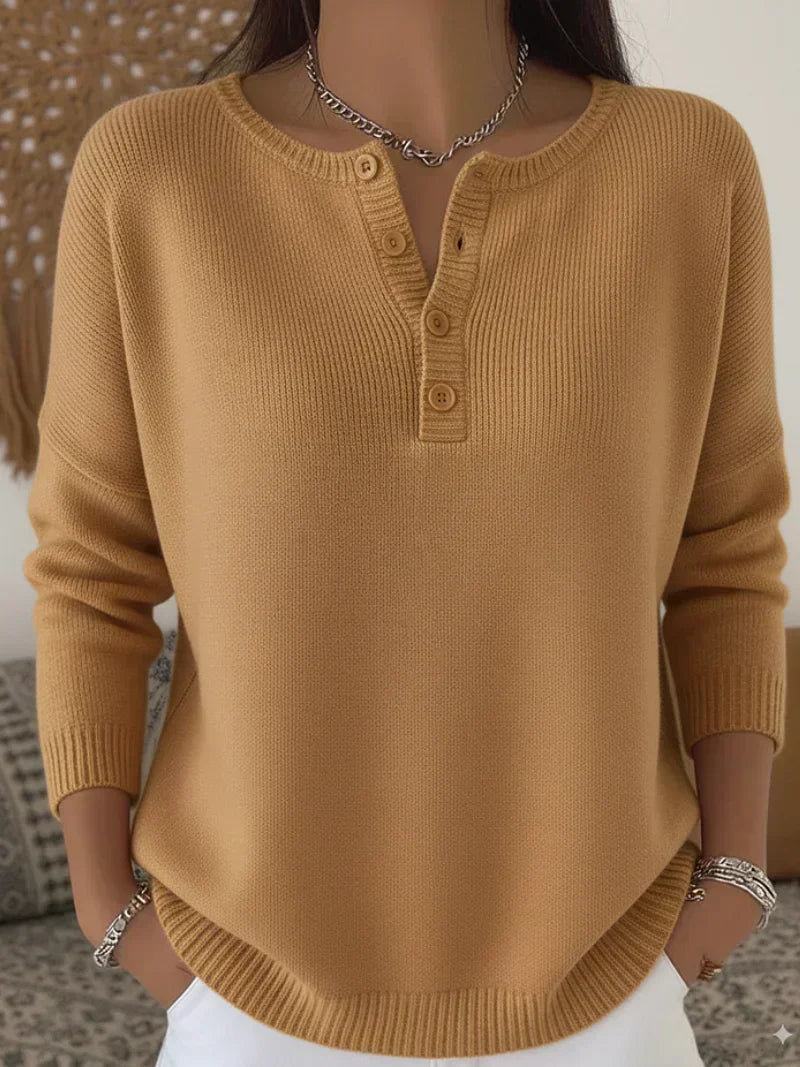 Beatriz | Maglione in Maglia con Bottoni a Henley