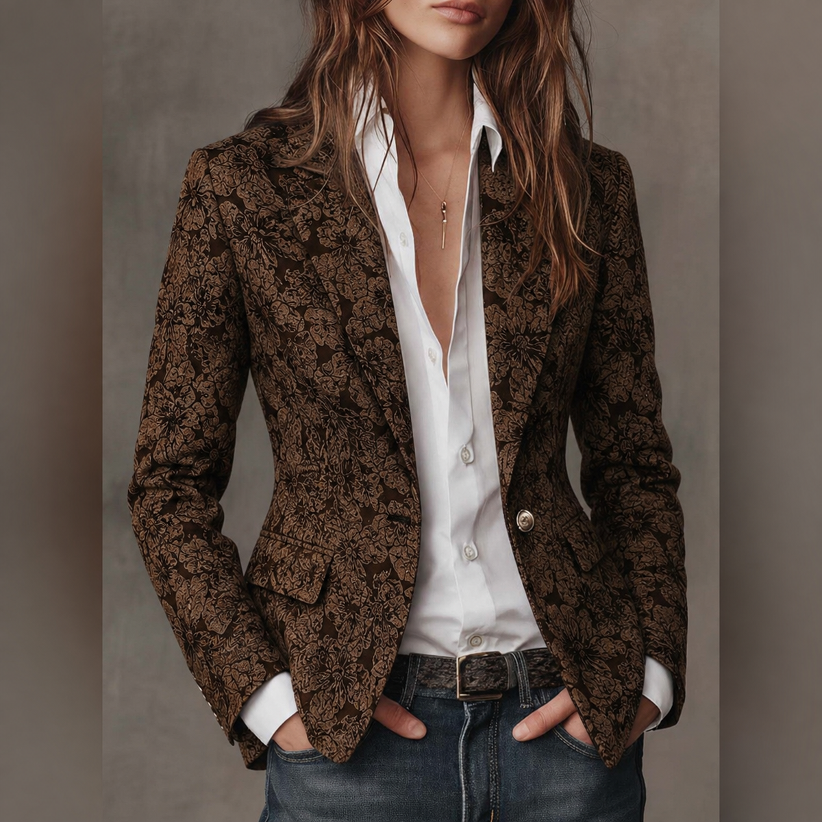 Brenda - Blazer Fitted in Jacquard Paisley per Donna