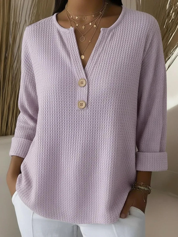 Elena | Maglietta Henley a Righe con Bottoni