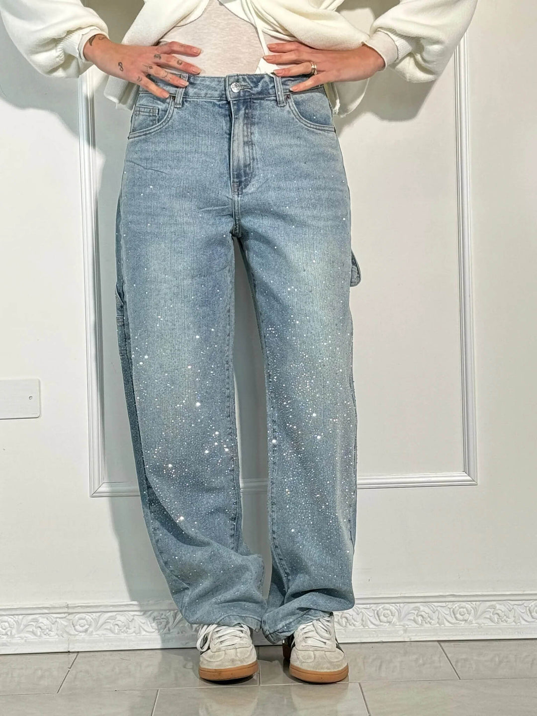 Cristina | Jeans Balloon con Dettagli Brillanti