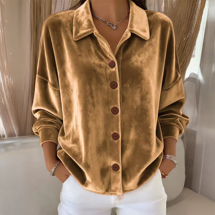 Sofia | Camicia in velluto con bottoni