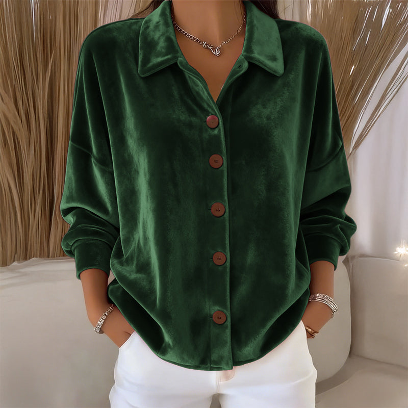 Sofia | Camicia in velluto con bottoni