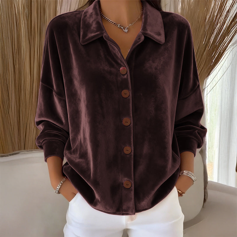 Sofia | Camicia in velluto con bottoni