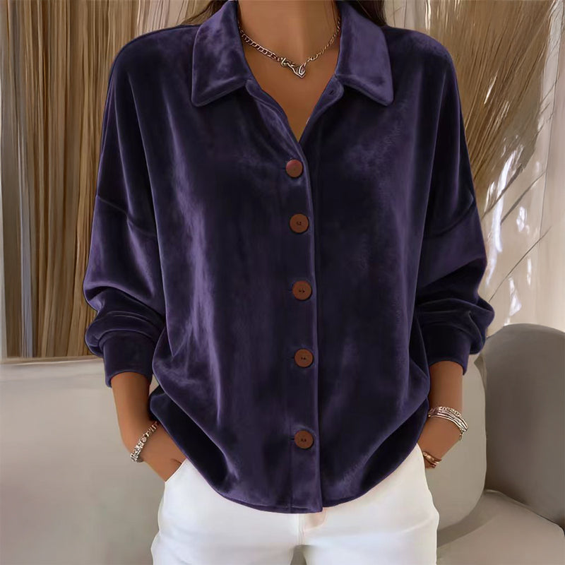 Sofia | Camicia in velluto con bottoni