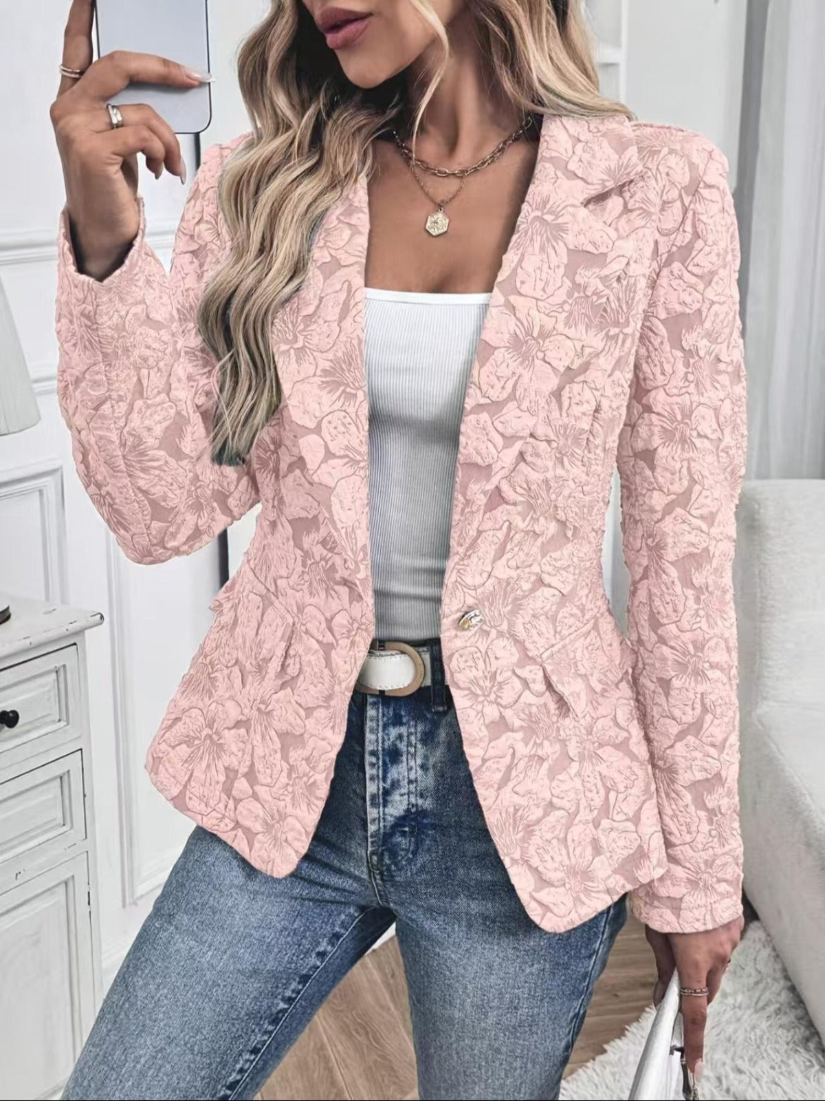 Brenda - Blazer Fitted in Jacquard Paisley per Donna