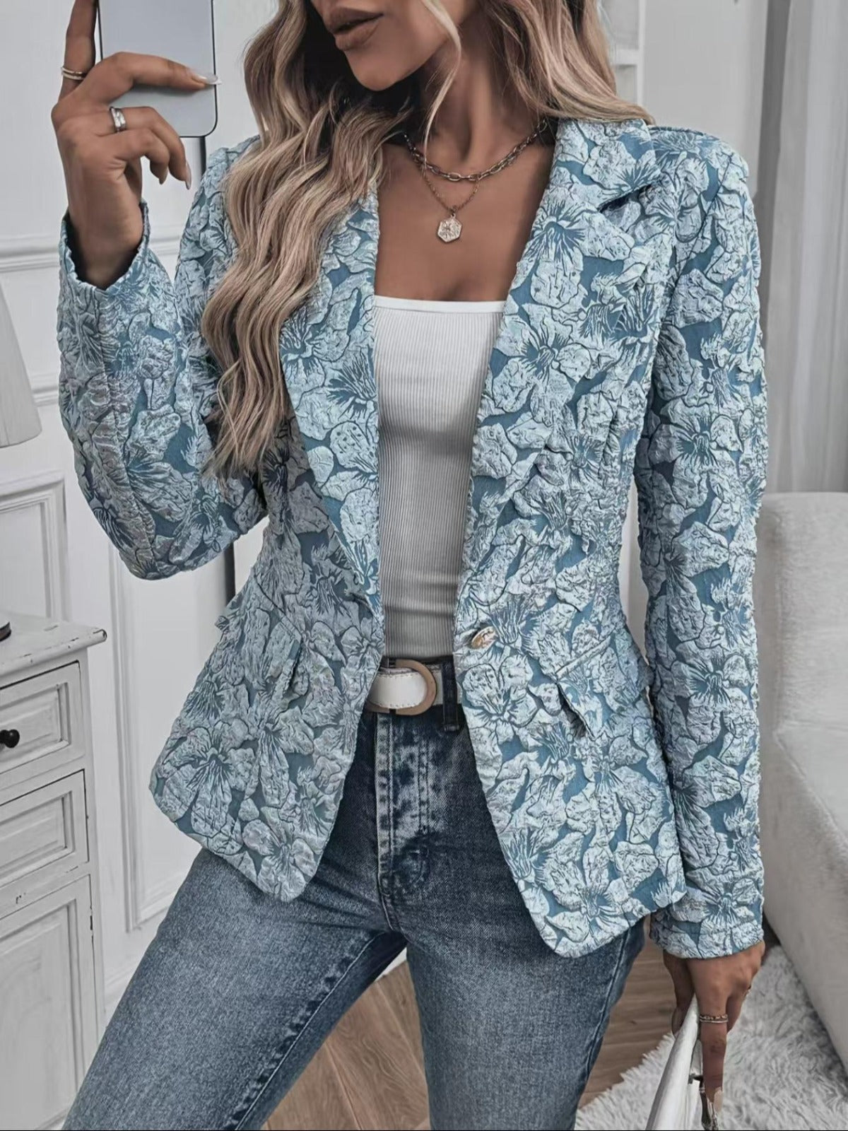 Brenda - Blazer Fitted in Jacquard Paisley per Donna