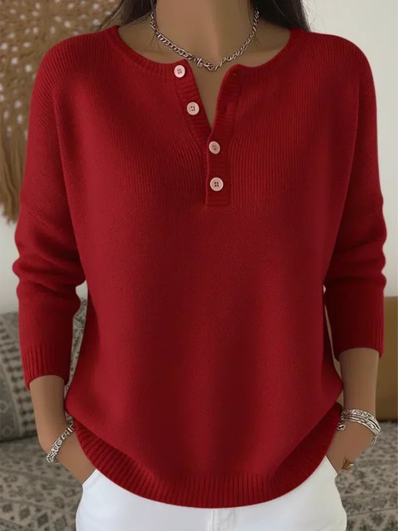 Beatriz | Maglione in Maglia con Bottoni a Henley