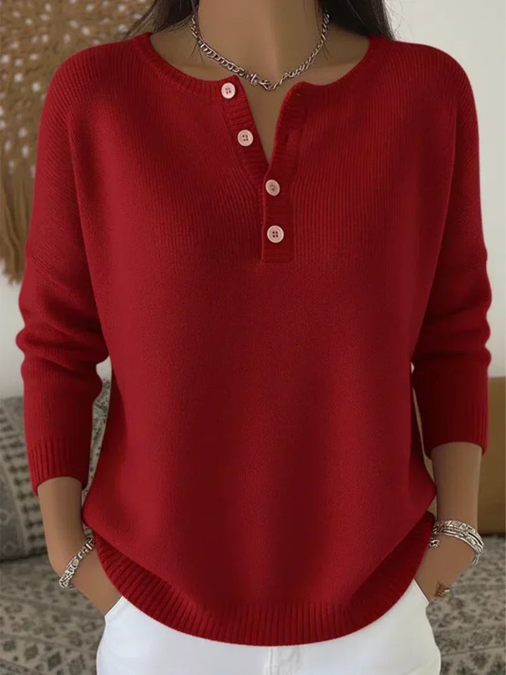 Beatriz | Maglione in Maglia con Bottoni a Henley