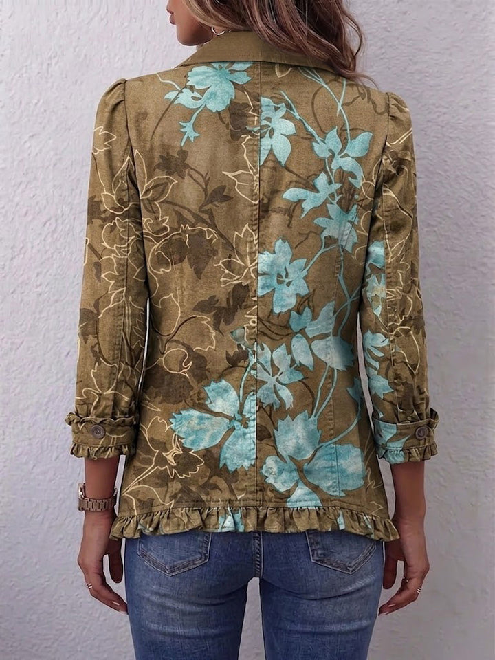 Ilenia | Giacca Boho Vintage con Motivo Floreale a Righe