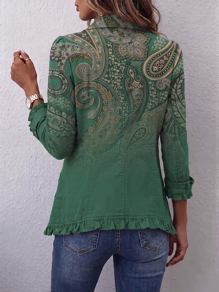 Emma | Giacca con Volant e Stampa Paisley Bohemien
