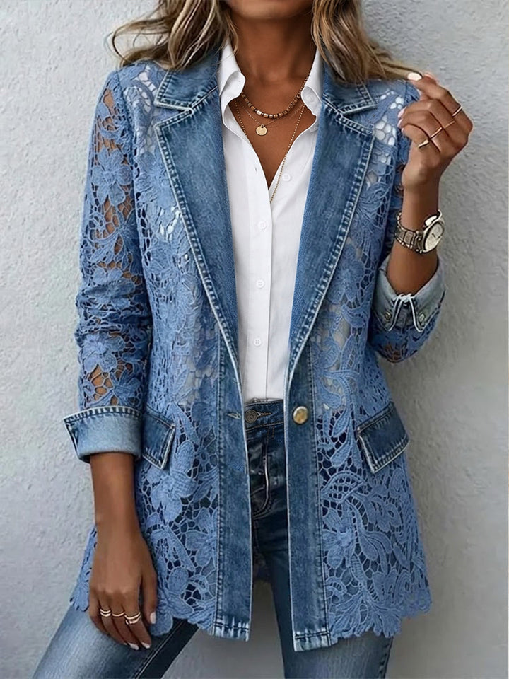 Liliana | Blazer Elegante con Pannelli in Pizzo Floreale