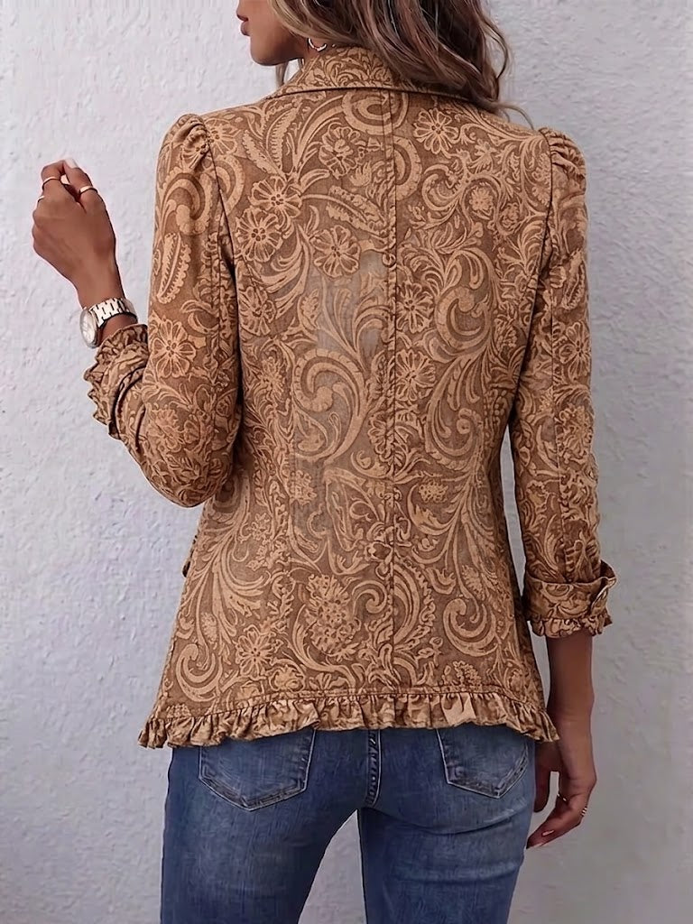 Diletta | Giacca con Volant e Stampa Floreale Bohemien Vintage