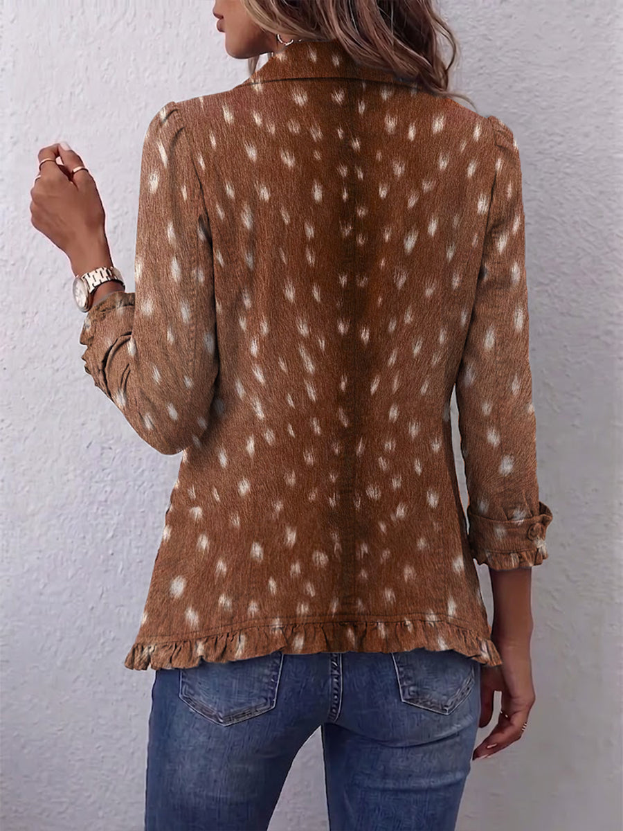 Lidia | Giacca Bohemien con Rouches e Stampa Animalier