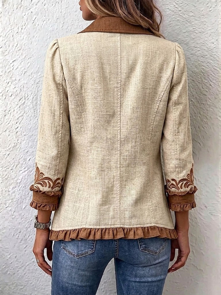 Concetta | Giacca Bohemien Vintage a Fiori con Rouches